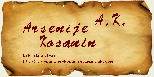 Arsenije Košanin vizit kartica